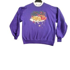 MORNING SUN VINTAGE WOMENS DOUBLE COLLAR CHRISTMAS GRANNY CORE SZ L